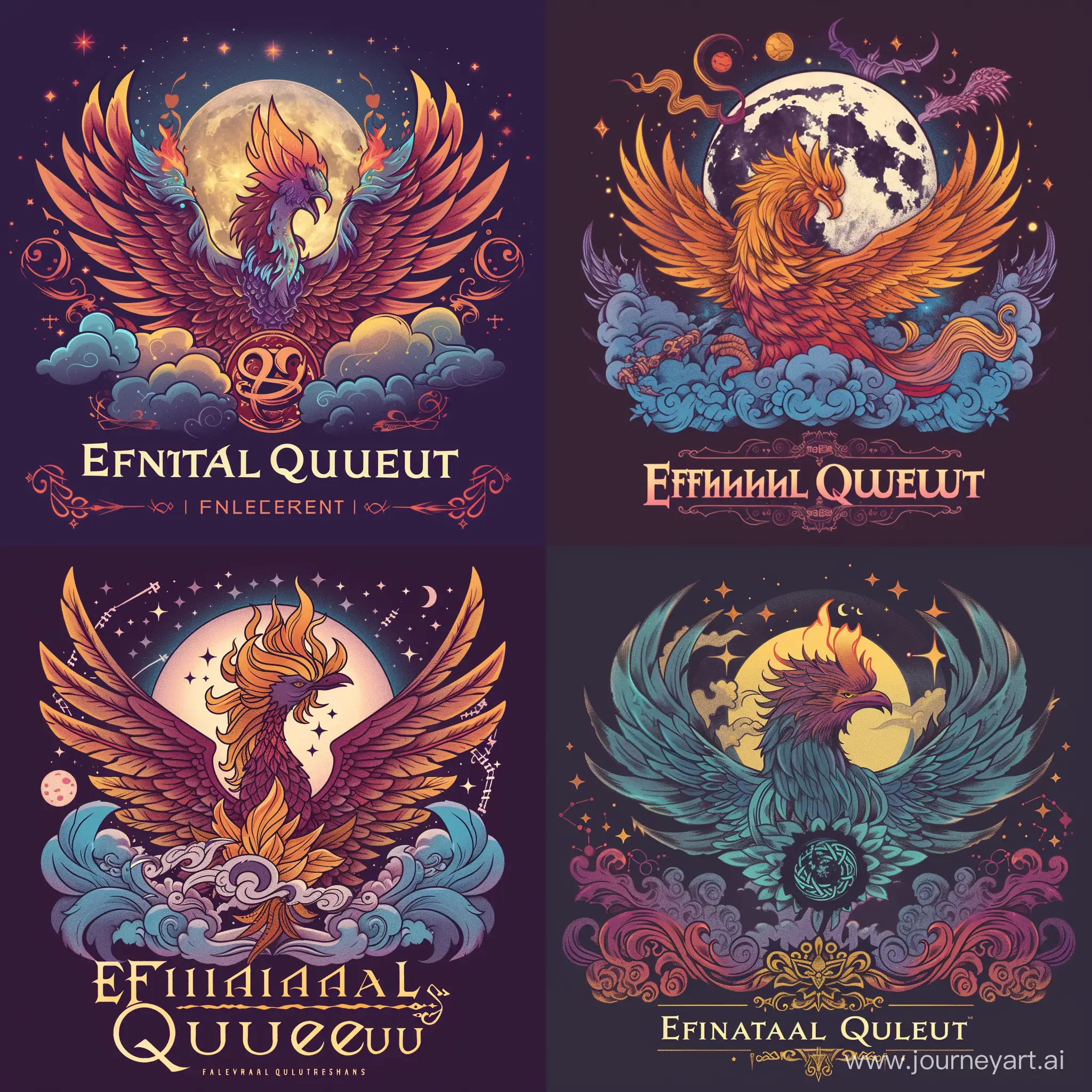 Majestic-Phoenix-Rising-Eternal-Quest-Logo-with-Magical-Flames-and-Moonlit-Sky