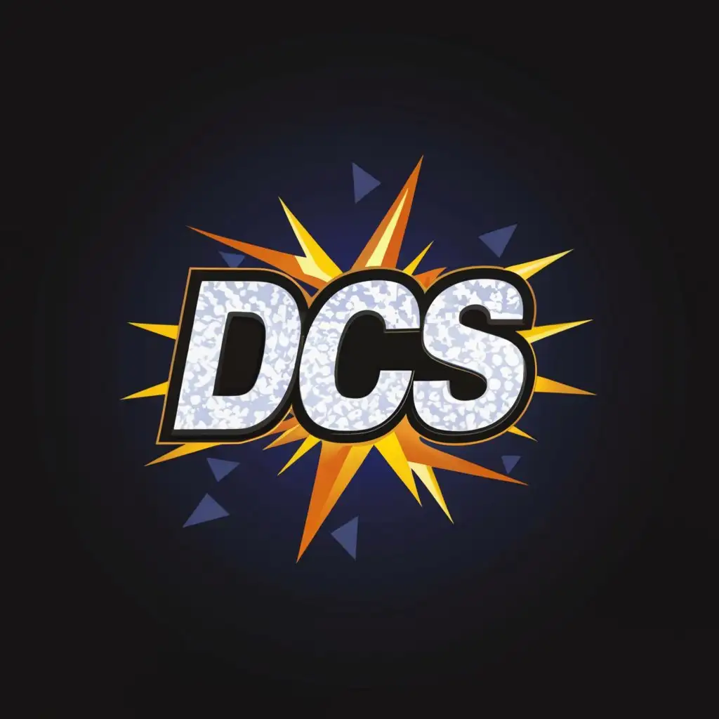 a logo design,with the text "DCS PROMOTIONS", main symbol:Letters with sparklings and dark background,Moderate,be used in Entertainment industry,clear background