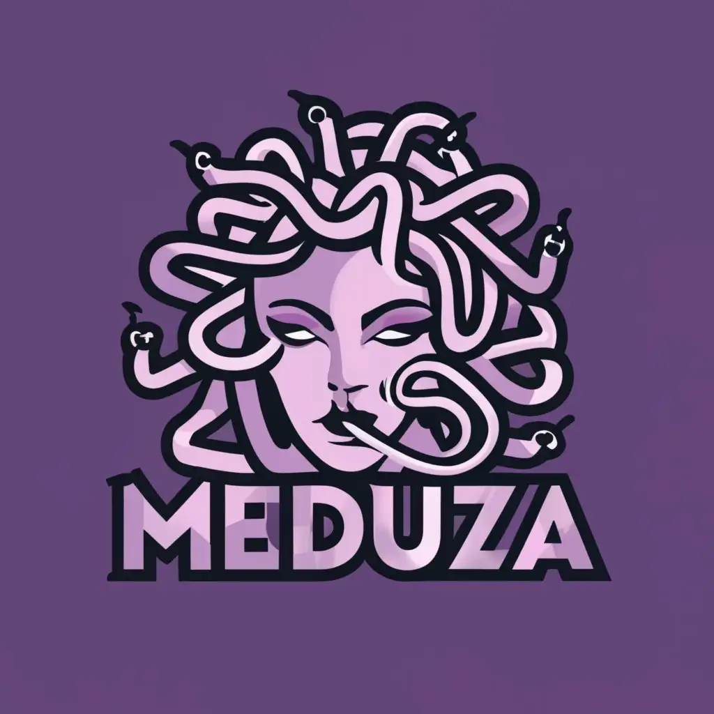 logo, Sexy Gorgon Medusa in purple , with the text "Meduza", typography, be used in Medical Dental industry