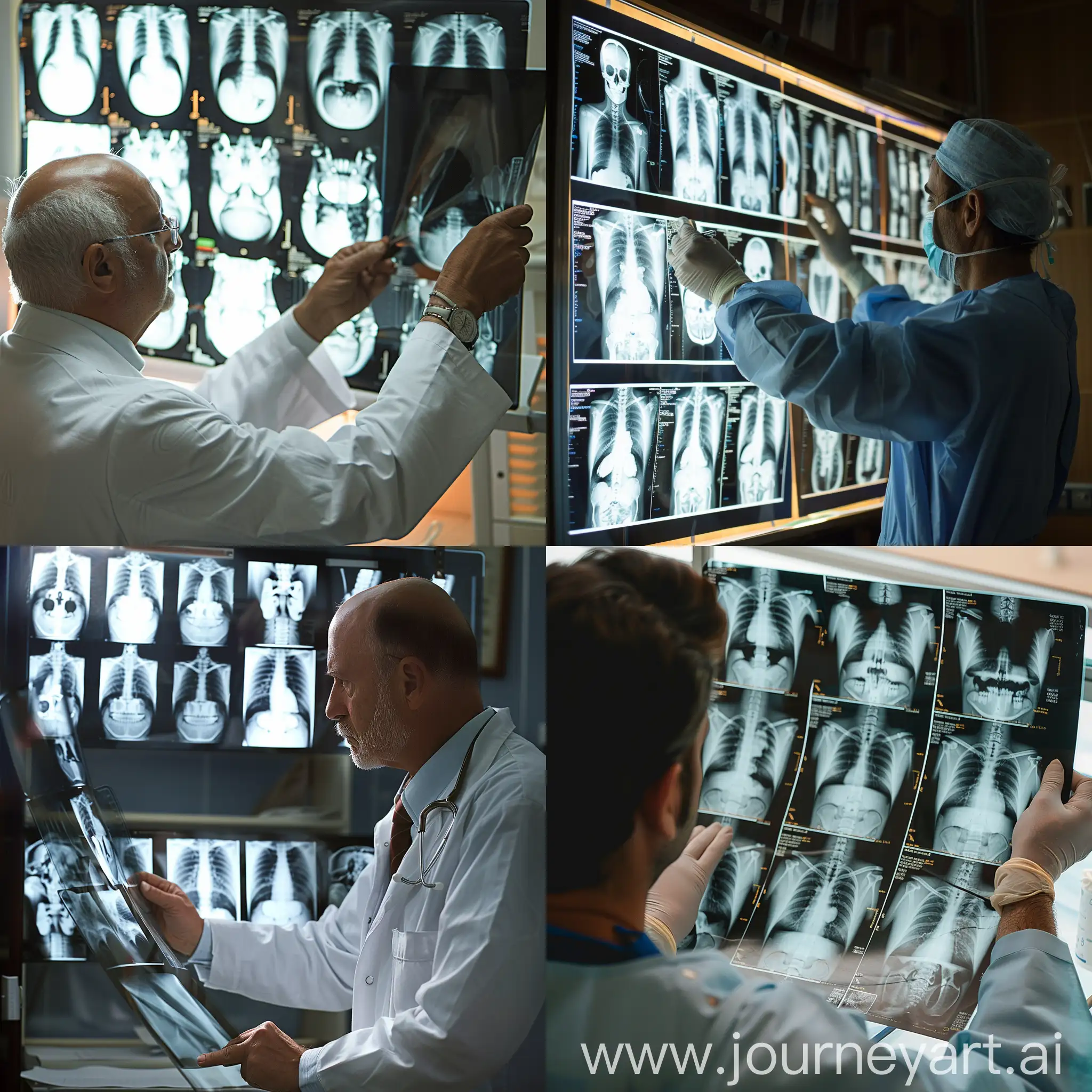 хирург рассматривает рентгеновские снимки