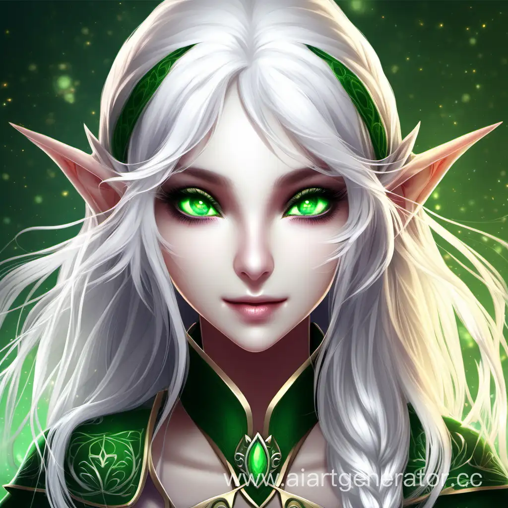 Девушка белые волосы зелёные глаза эльф