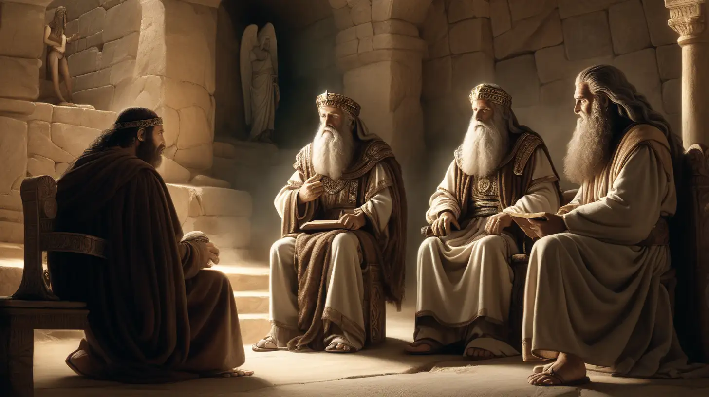 Eternal Biblical Figures in Wisdom Depicting Timeless Icons Amidst Ancient Mysteries