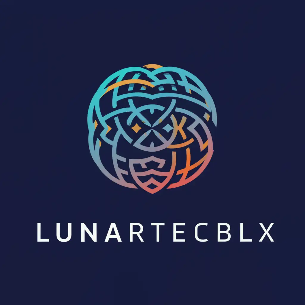 a logo design,with the text "LunarTechRBLX", main symbol:Moon,complex,clear background