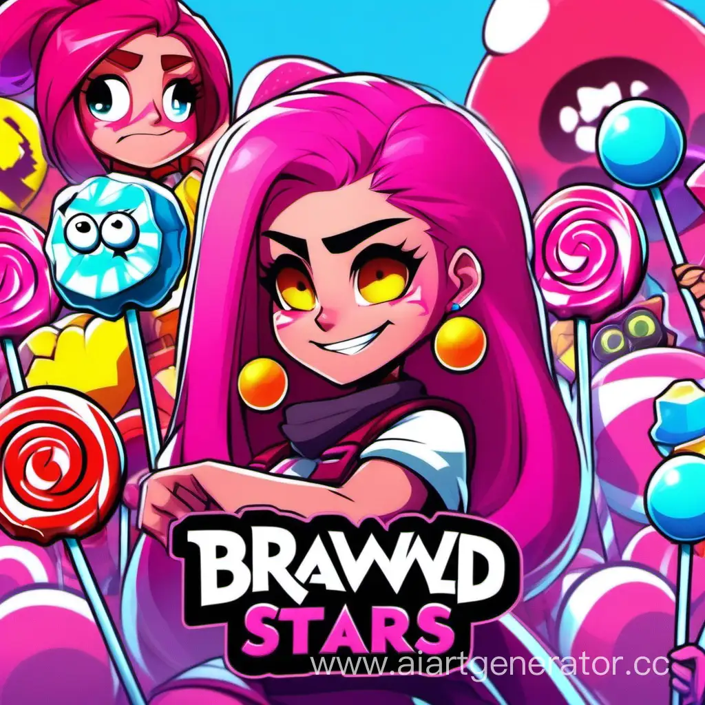 Brawl-Stars-Lu-Character-Art-with-Lollipop-Background-and-Wyuqast-Text