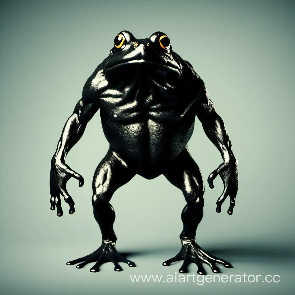 Чёрная лягушка Монстр с мускулами в полный рост 