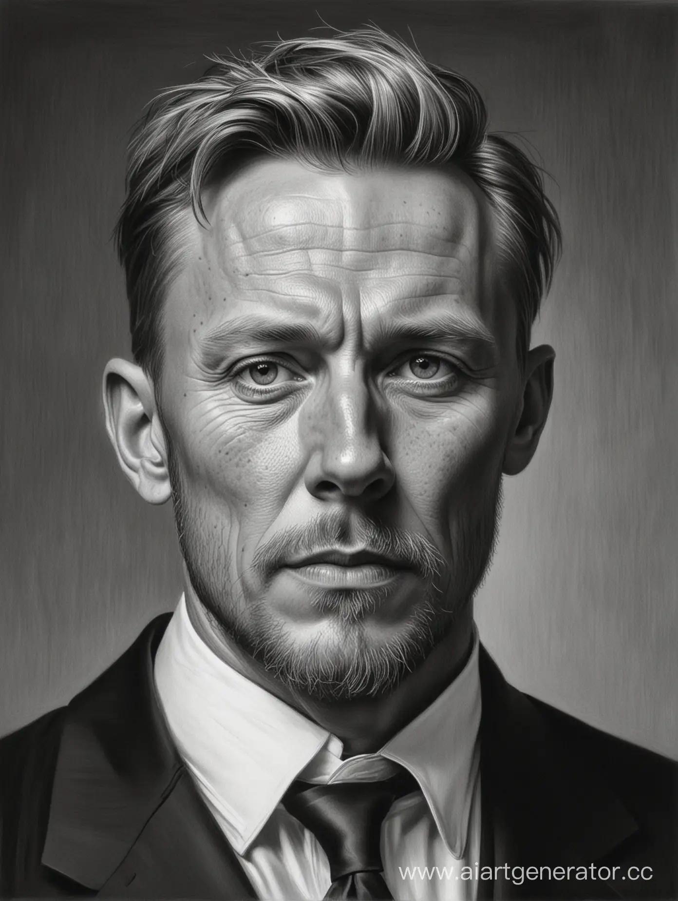 Нарисуй  портрет  Оле-Йоханом Дале  в черно белом формате