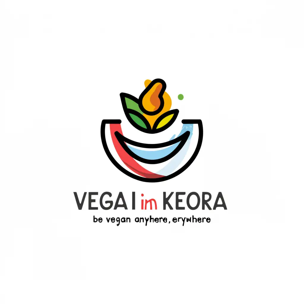 a logo design, with the text 'Vegan in Korea
Be Vegan Anywhere Everywhere', main symbol: Bowl, Moderate, clear background