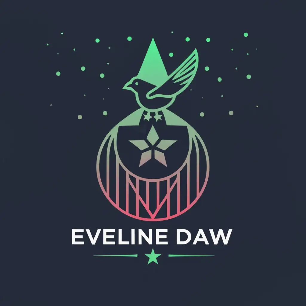 a logo design,with the text 'Eveline Daw', main symbol:cool and mysterious jackdaw and pole star inside a water droplet,Moderate,be used in Internet industry,clear background