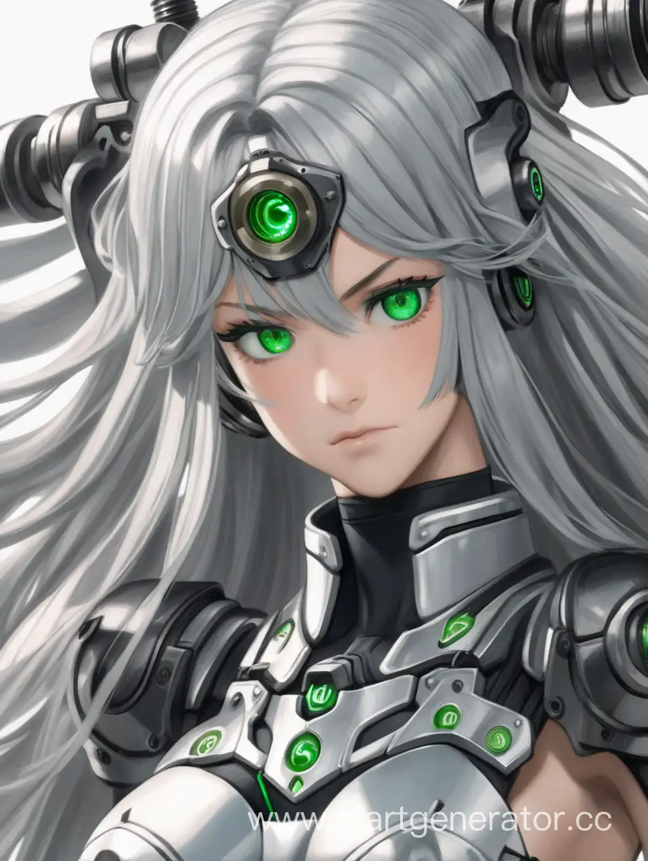 Mechanical-Valkyrie-with-Long-Gray-Hair-and-Green-Eyes