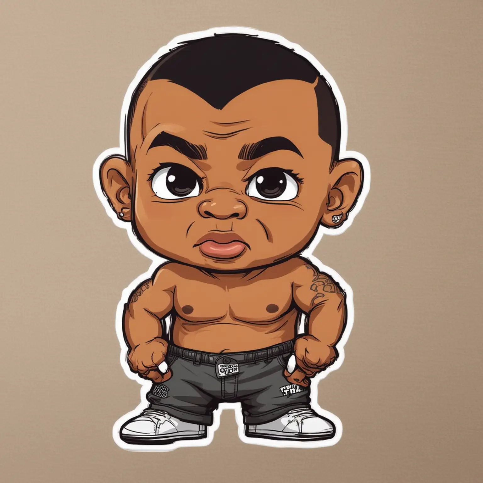 Cartoon Baby Mike Tyson Wrestling Sticker