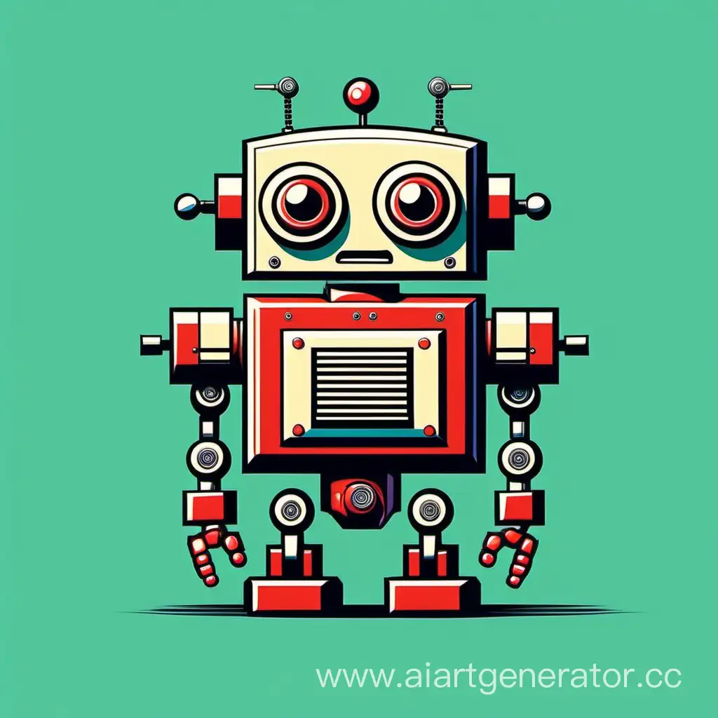 Cute-Pop-Art-Robot-Vector-Illustration
