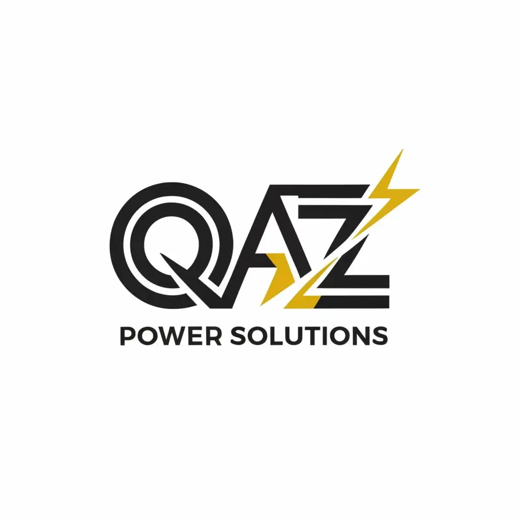 a logo design,with the text "Qaz
Power Solutions", main symbol:Energy company. Engaged in supplying systems for detecting accidents on power lines. Logo with black letters on a white background.,Moderate,be used in Technology industry,clear background