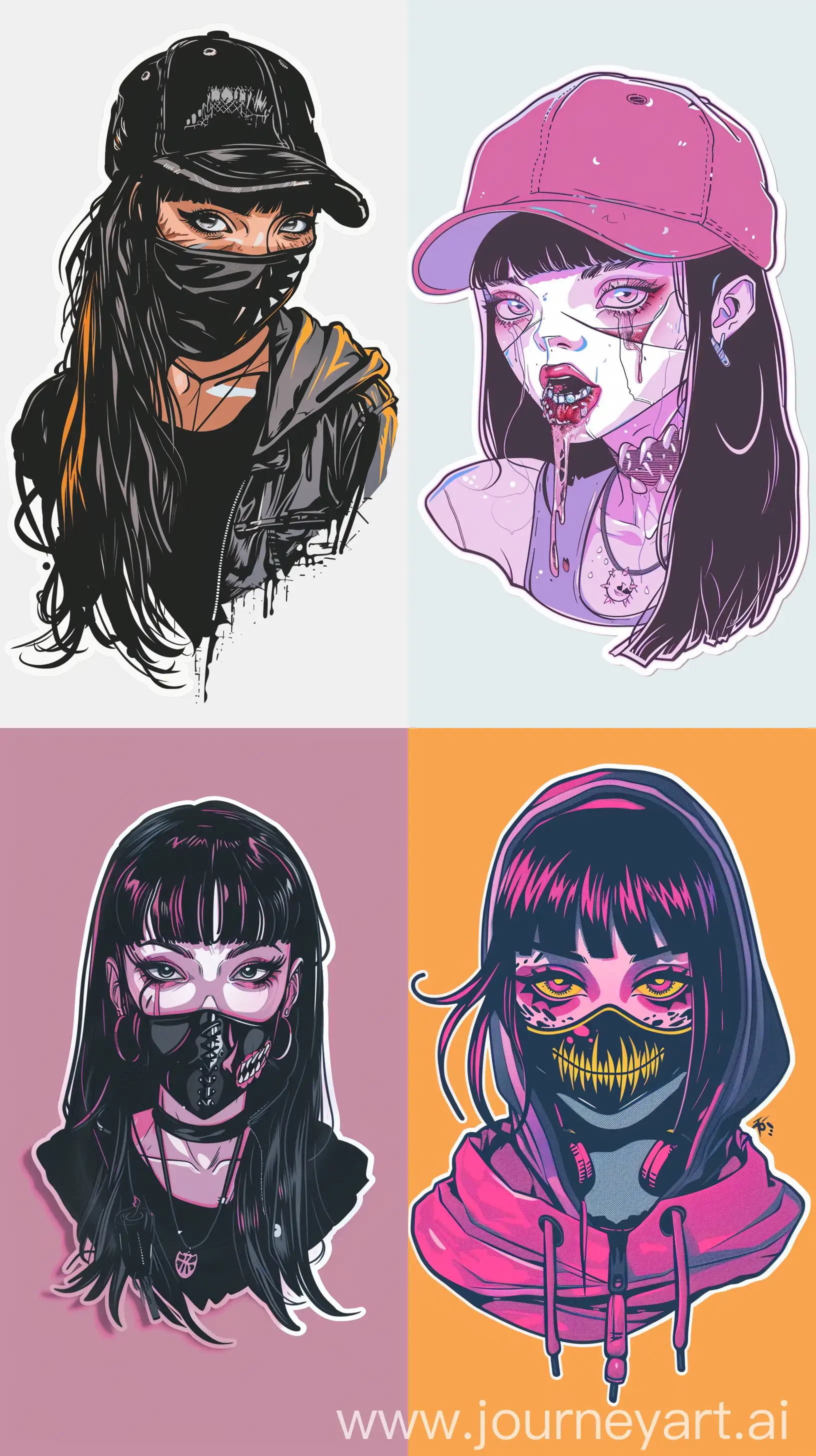 Aesthetic-Y2K-Girl-Wearing-Scary-Mask-Sticker-Design