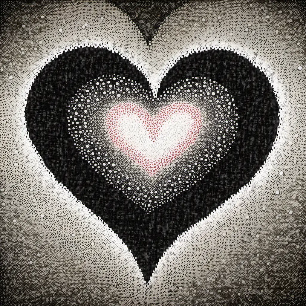 create an image portraying the image of love through pointillism
