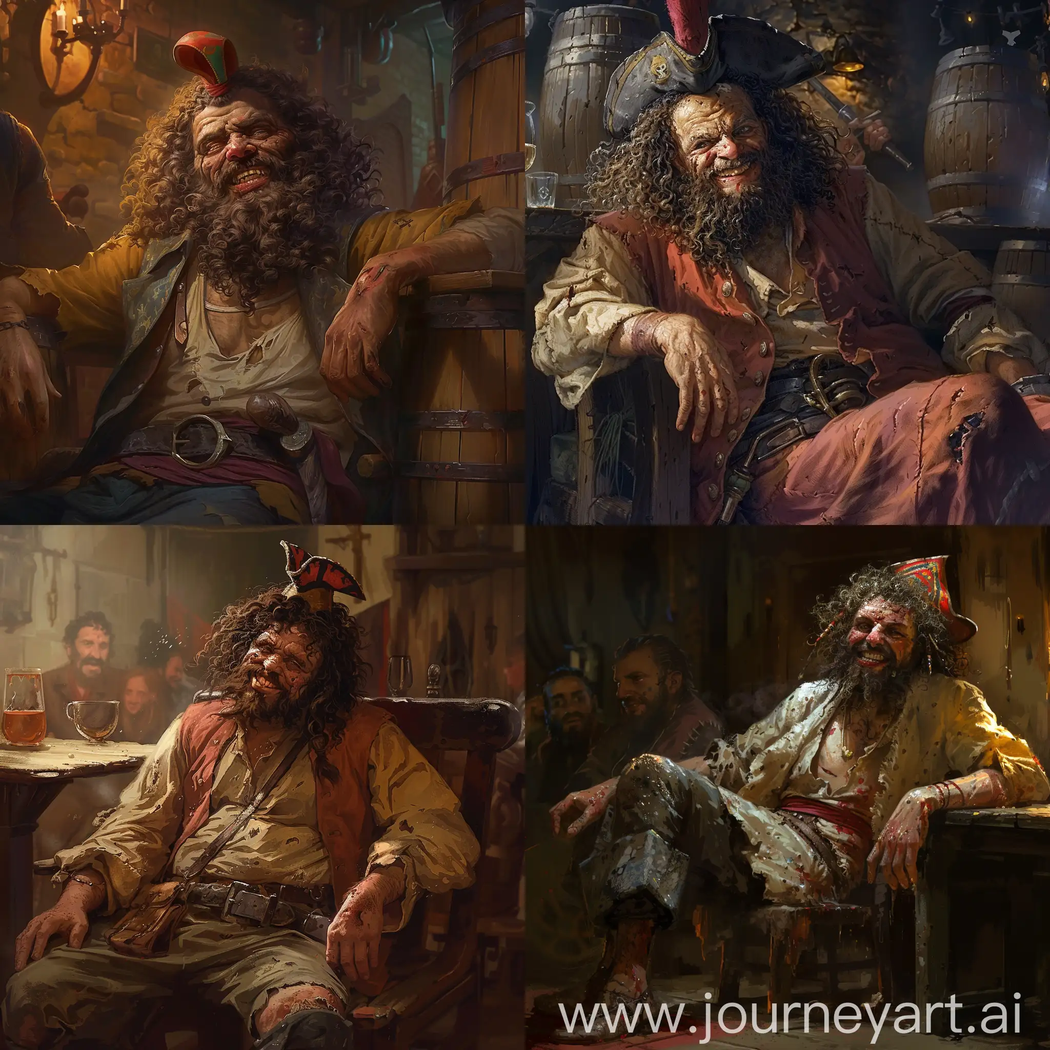 Smug-Medieval-Greek-Pirate-in-Tavern-with-Fez-and-Cutlass