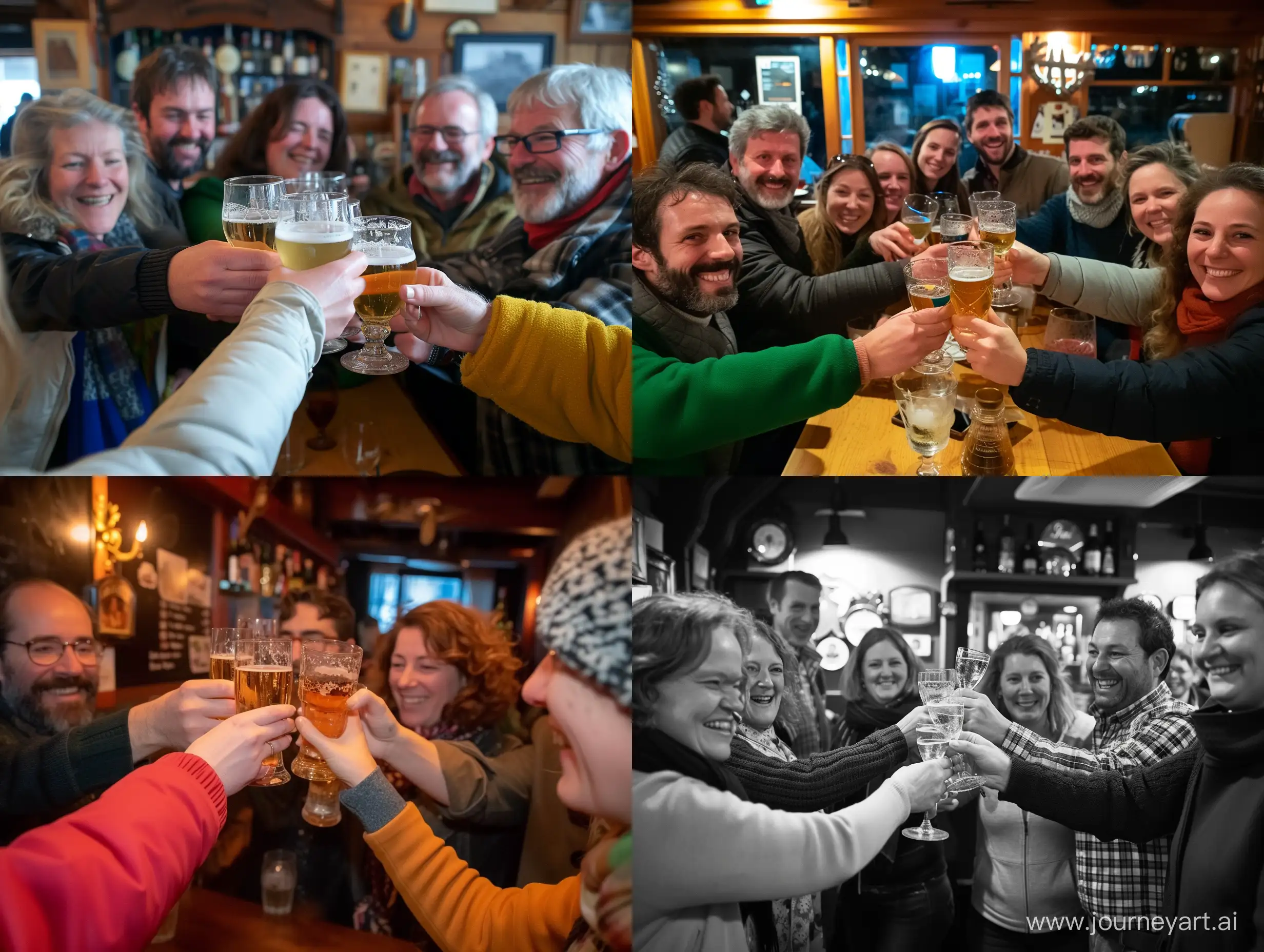 Lively-Winter-Gathering-in-Lorient-Pub-Joyful-Moments-with-13-Friends-Toasting