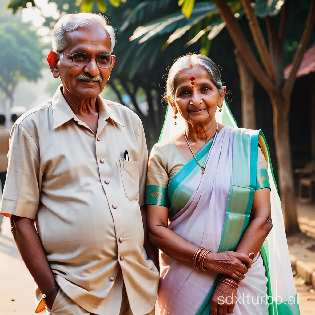 Indian-Elderly-Couple-in-Traditional-Attire-Smiling-Together