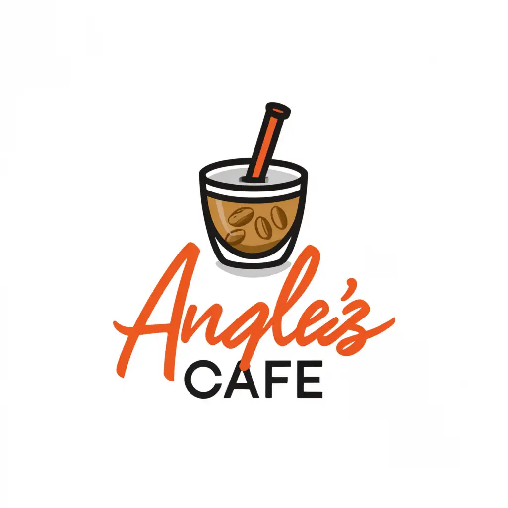 LOGO-Design-For-Angeles-Cafe-Refreshing-Iced-Coffee-Emblem-for-Restaurant-Industry