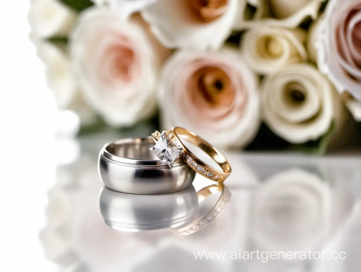 Elegant-Wedding-Rings-and-Bouquet-on-a-White-Background