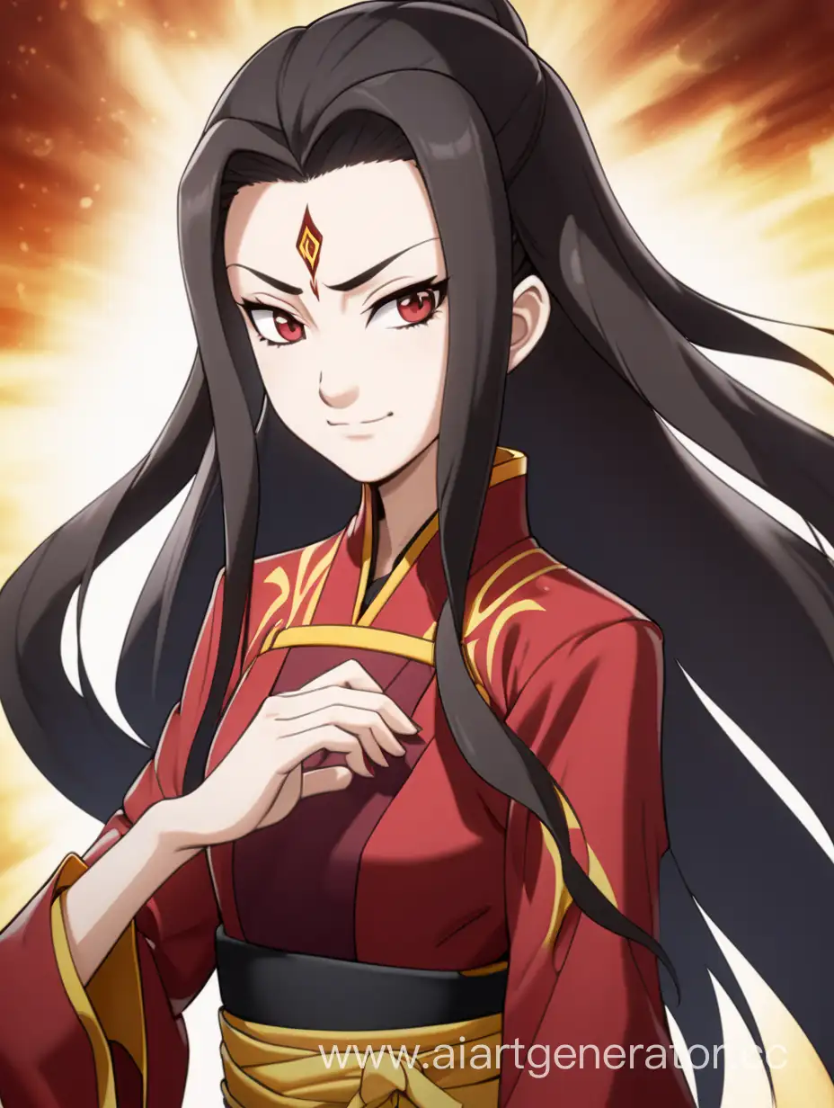 Beautiful-Princess-Azula-Portrait-in-Red-Blouse-and-Black-Hair