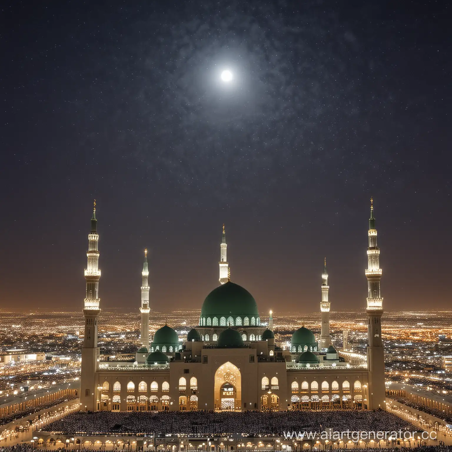 Prophets-Mosque-Illuminated-Night-Sky-View