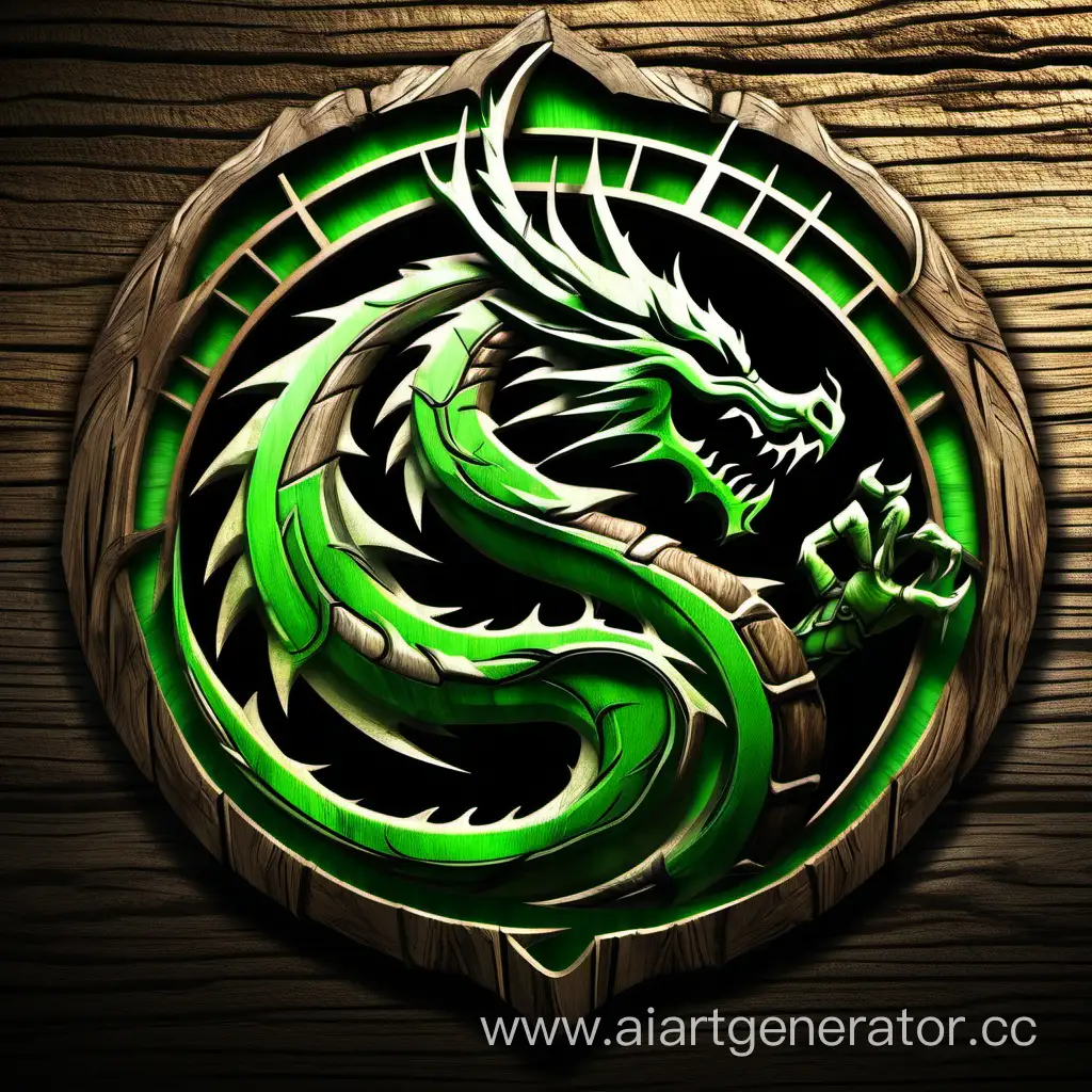 green wood dragon like mortal kombat logo