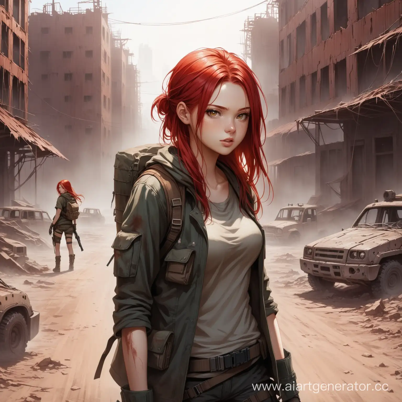 RedHaired-Girl-Surviving-in-PostApocalyptic-Landscape