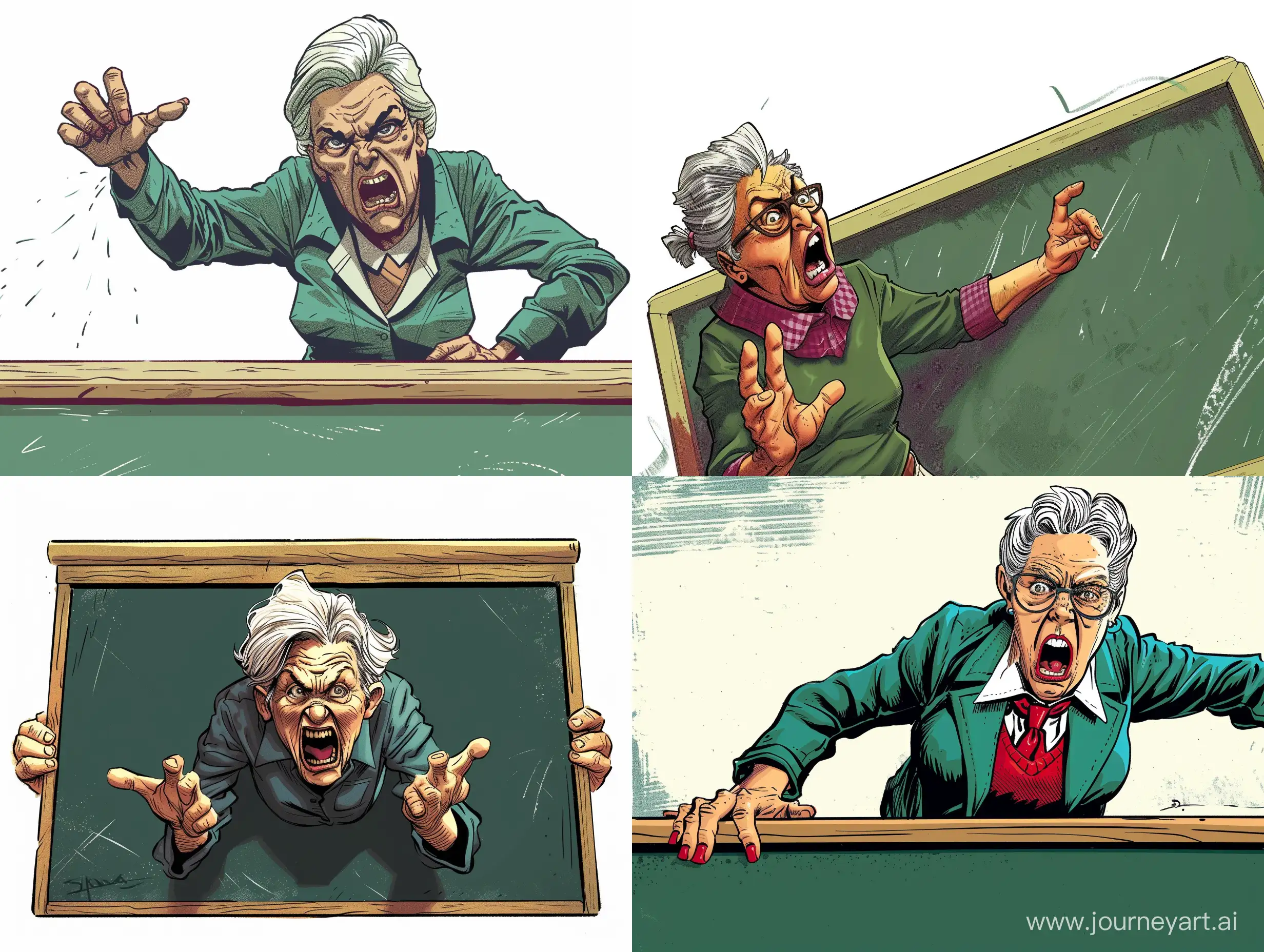 Furious-Elderly-Teacher-Scolding-at-Chalkboard-in-Comic-Book-Style