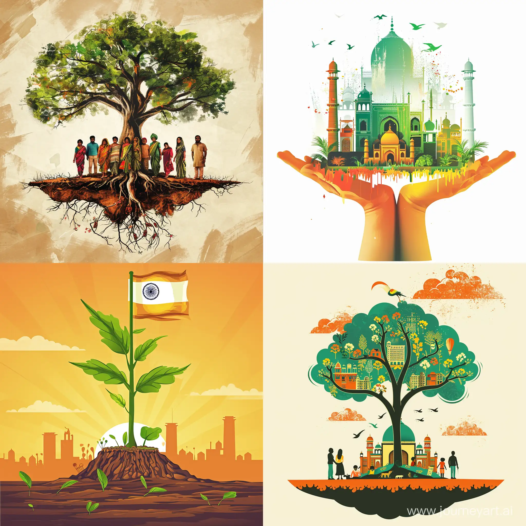 Viksit bharat, Growing India with harmony, poster, a new skilled and growing India