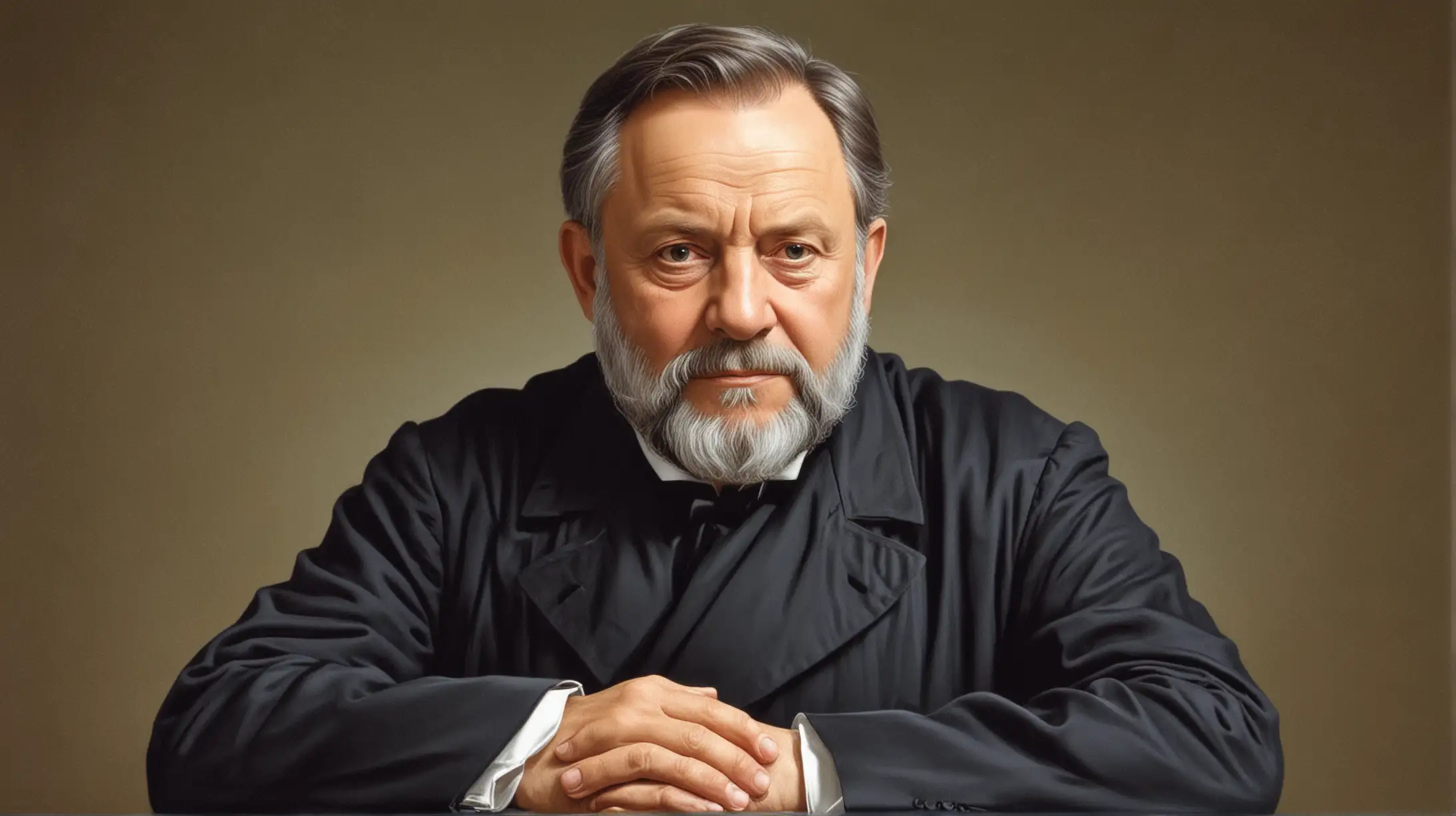 Louis Pasteur Portrait Celebrated Microbiologist in Lab Coat and Glasses