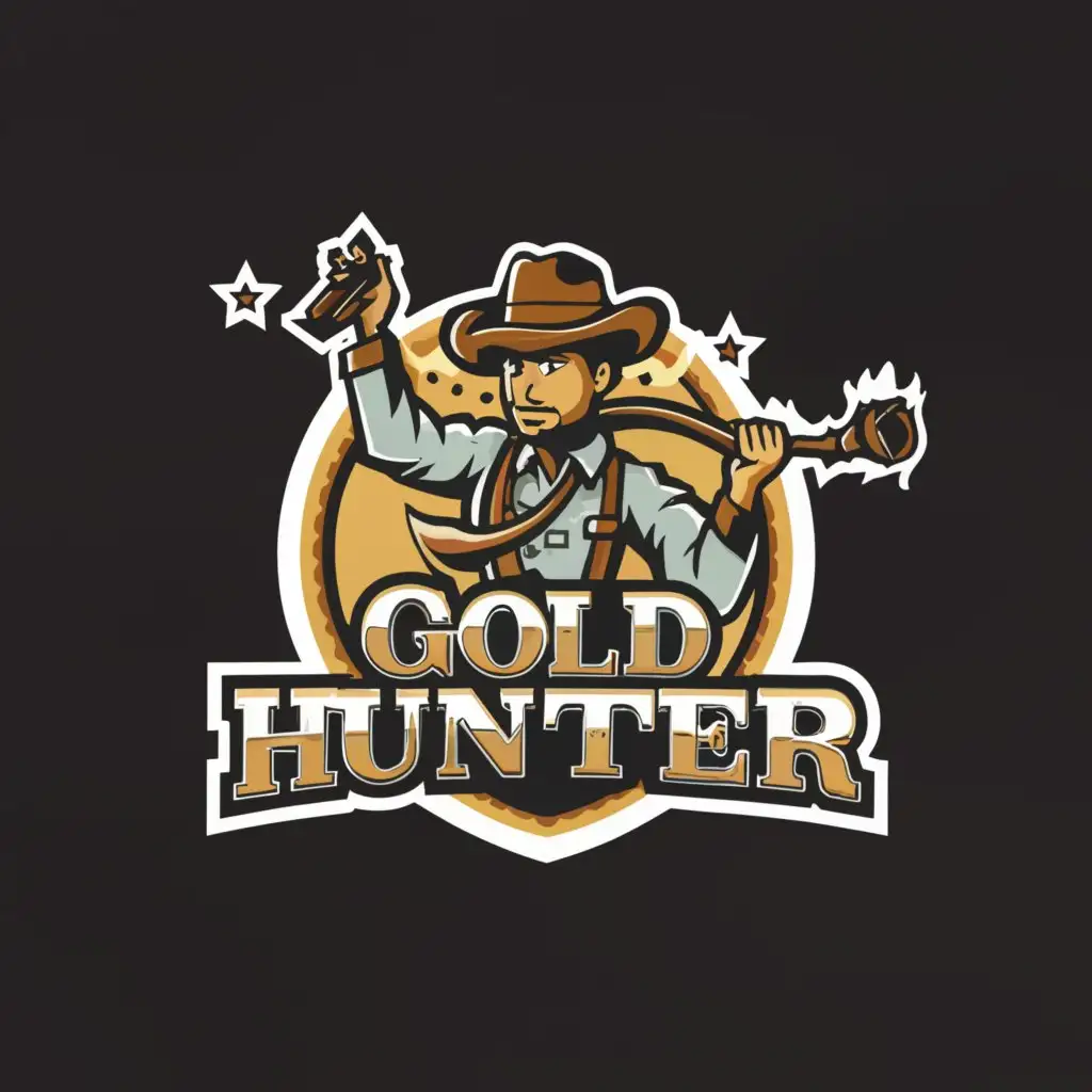 LOGO-Design-For-Gold-Hunter-Cowboy-Theme-on-a-Clear-Background