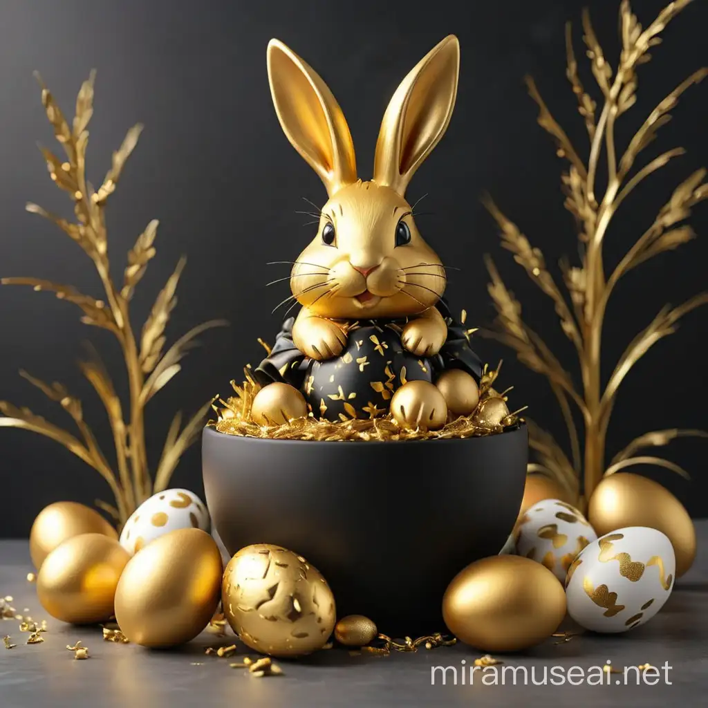 Happy Easter Day Gold and Black
