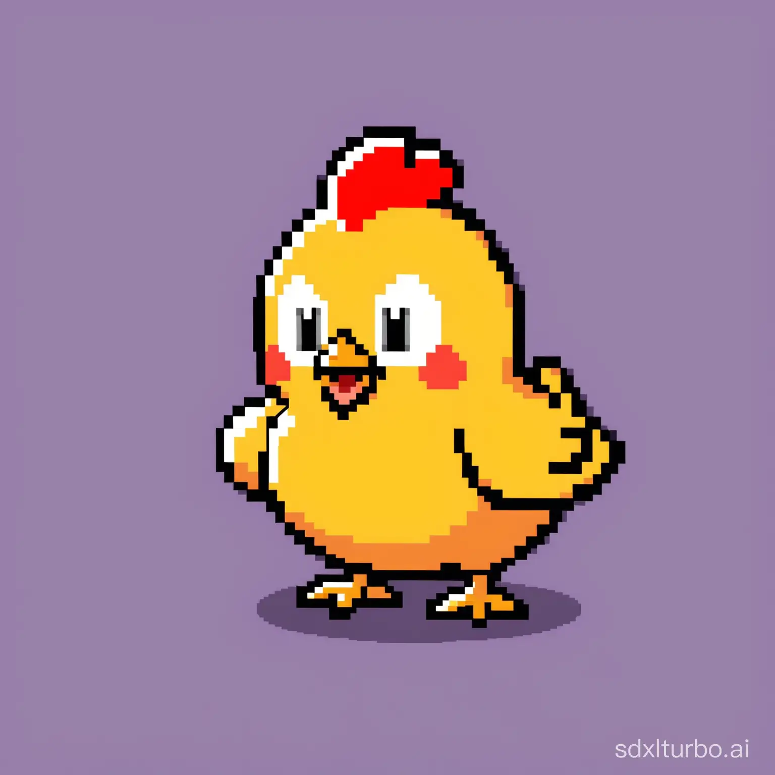 A video game sprite of a confused chicken