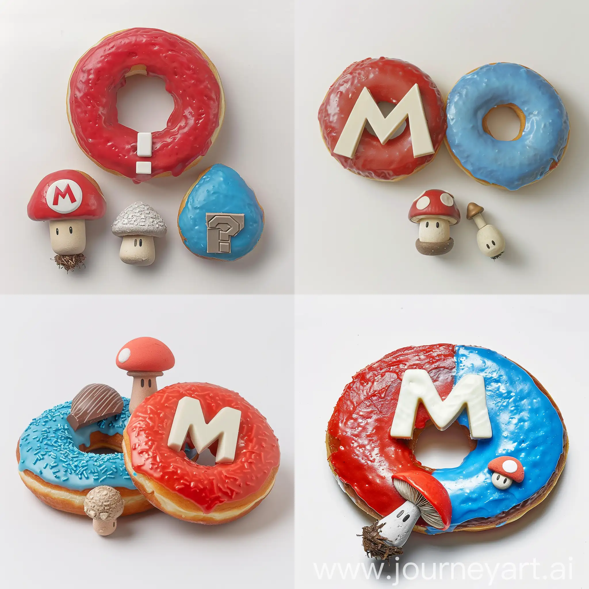 Colorful-DualTone-Doughnut-with-Mario-Mushroom-and-Chocolate-M