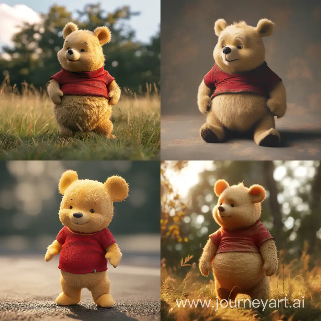 A realistic photo of Winnie the poo in real life