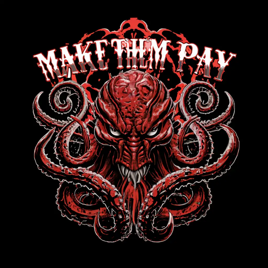 a logo design,with the text "Make Them Pay", main symbol:scary/blood/kraken,complex,clear background