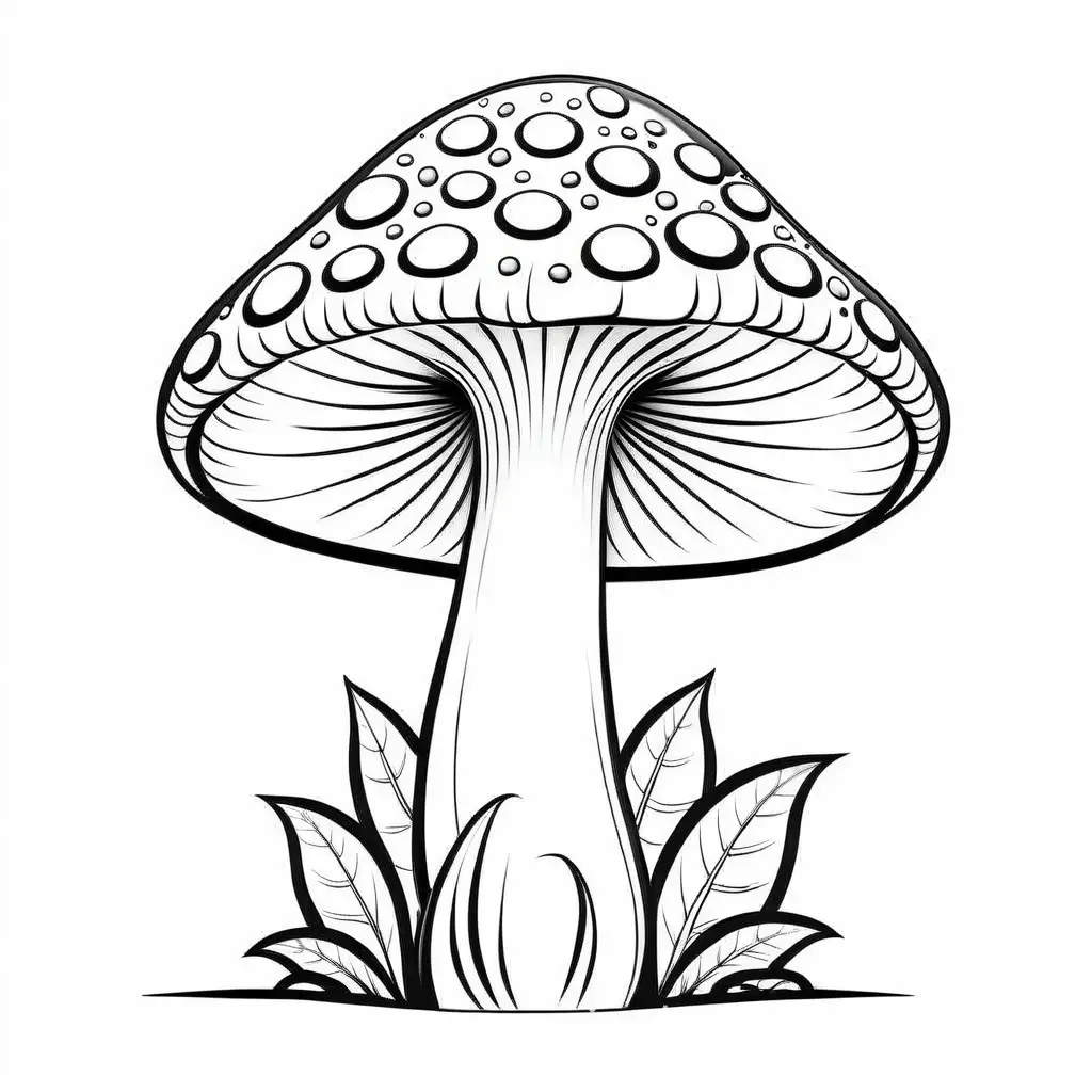 Whimsical-Mushroom-Coloring-Page-for-Kids-Round-Cap-and-Slender-Stem