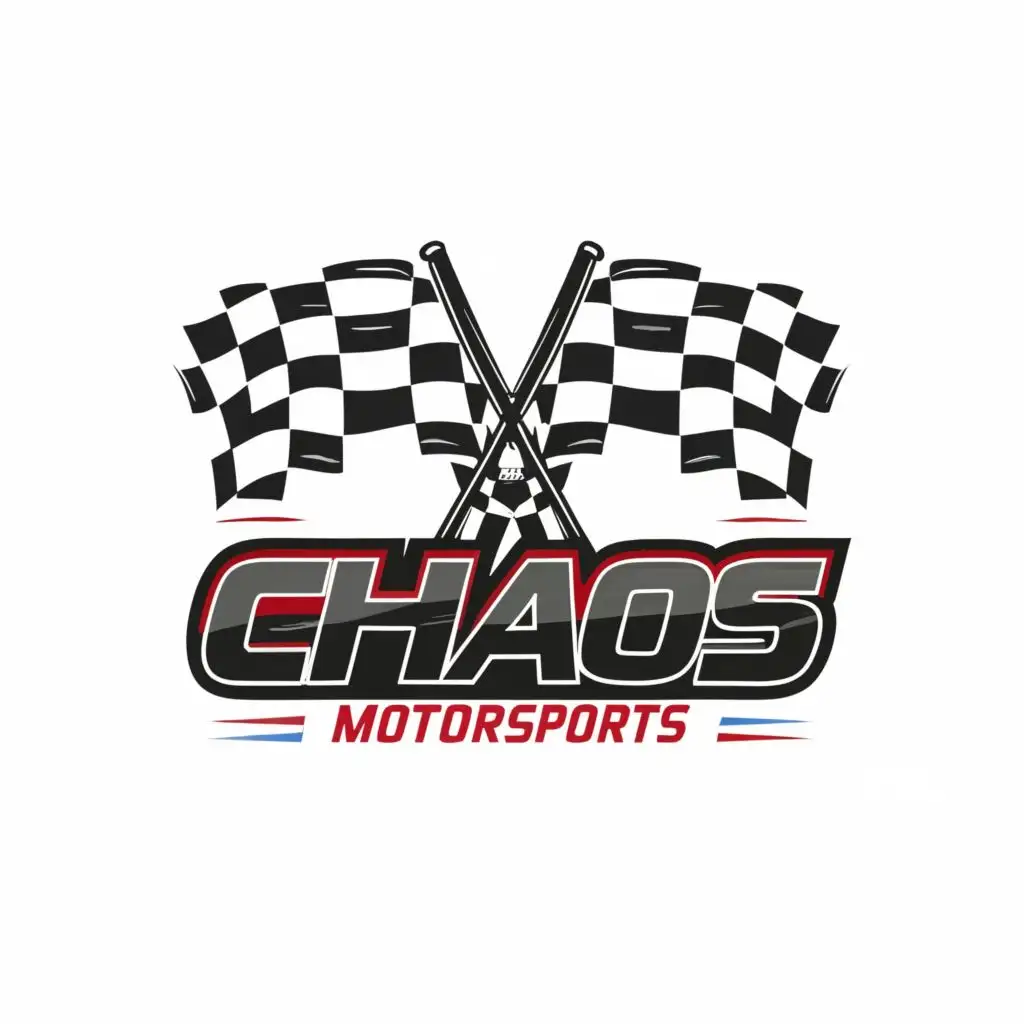 logo, Racing, Checkered Flag, with the text "Chaos Motorsports", typography, be used in Sports Fitness industry
