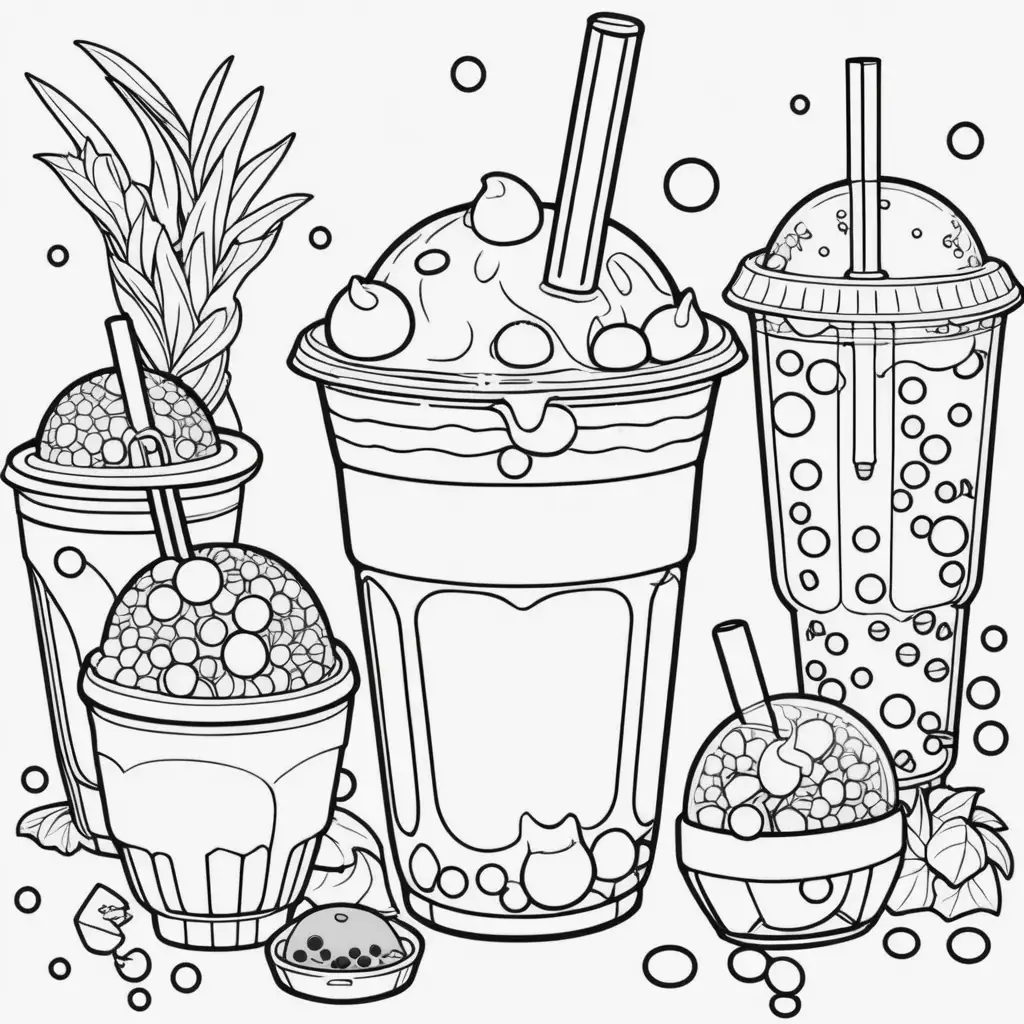 Adorable Bubble Tea Coloring Page for Relaxation and Creativity