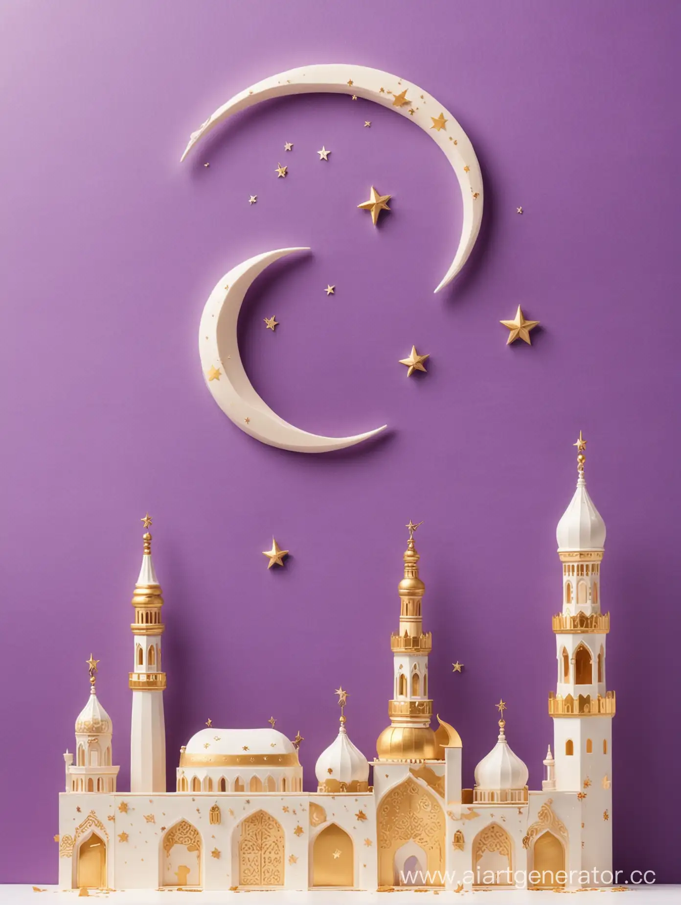 Golden-and-Purple-Ramadan-Scene-Crescent-Moon-Minaret-Mehrab-and-Star-on-White-Background