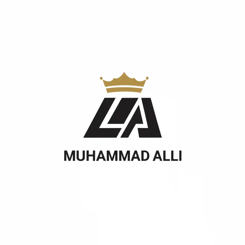 a logo design,with the text "Muhammad Ali", main symbol:Prince,Moderate,clear background