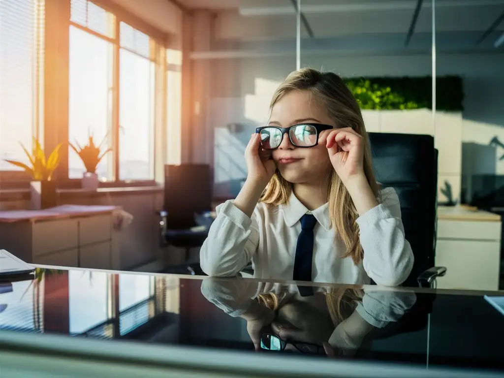 Thoughtful-Businesswoman-Biting-Glasses-at-Desk