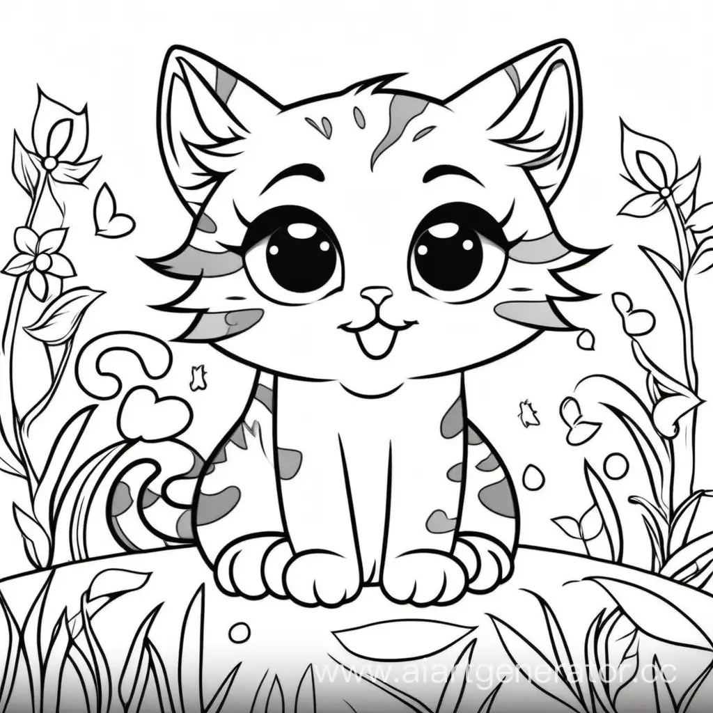 Эмоциональный кот для раскраски для детей в возрасте 2-3 лет