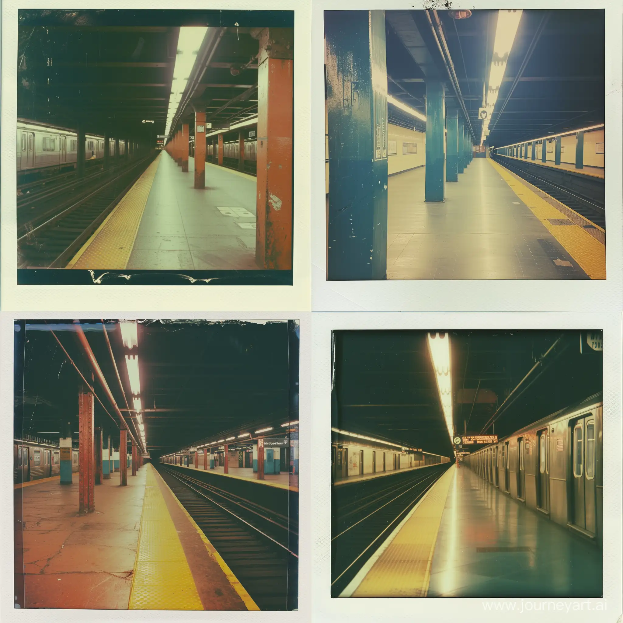 A polaroid style picture of an MTA subway station, early 2000s