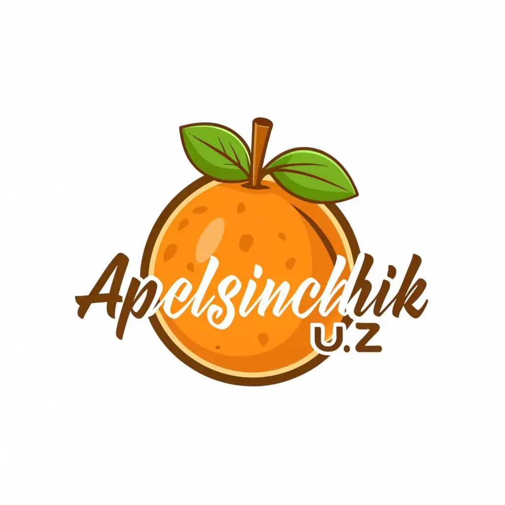 logo, orange fruit, with the text "Apelsinchik.uz", typography, be used in the place of makin orange fresh juices