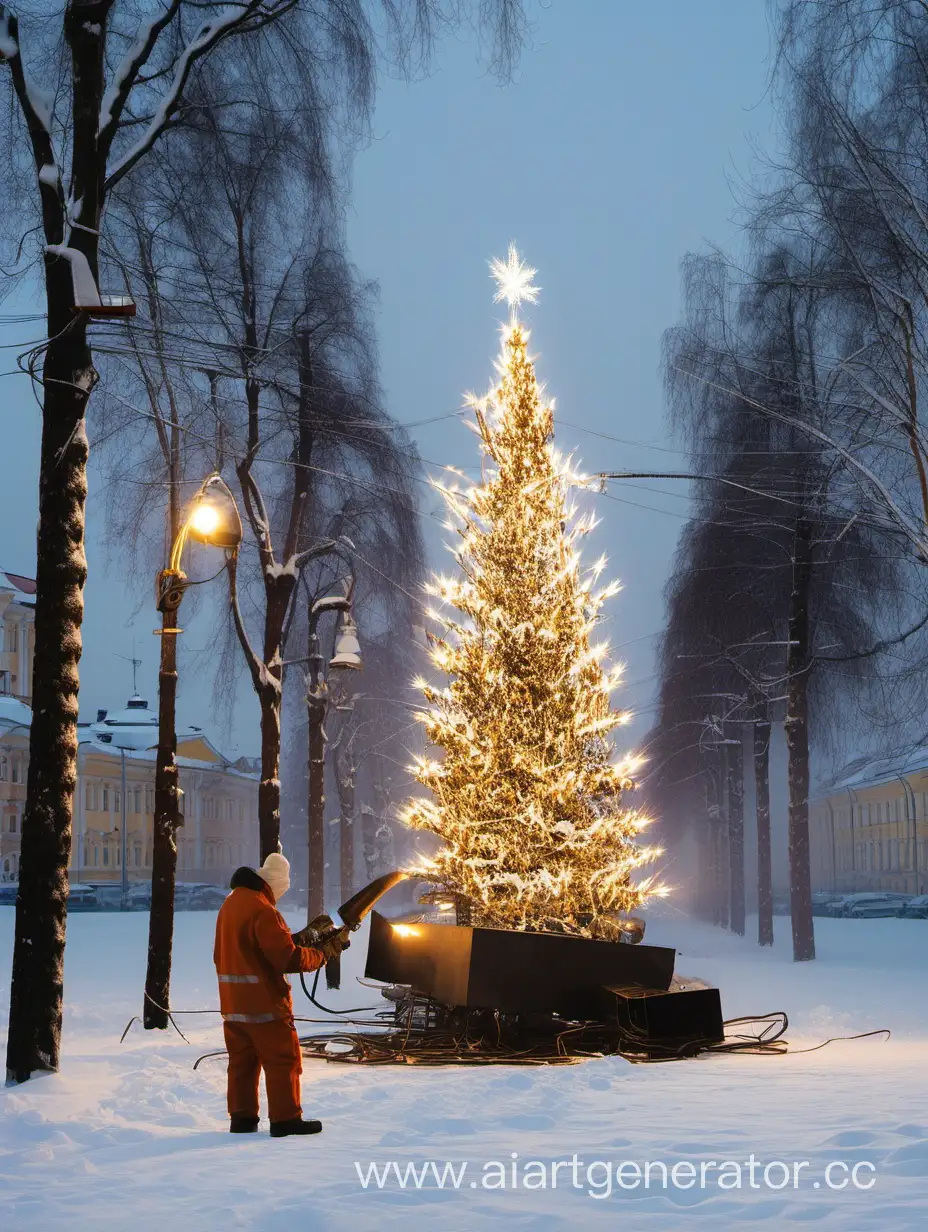 новый год, сварщик, елка, санкт-петербург, снег