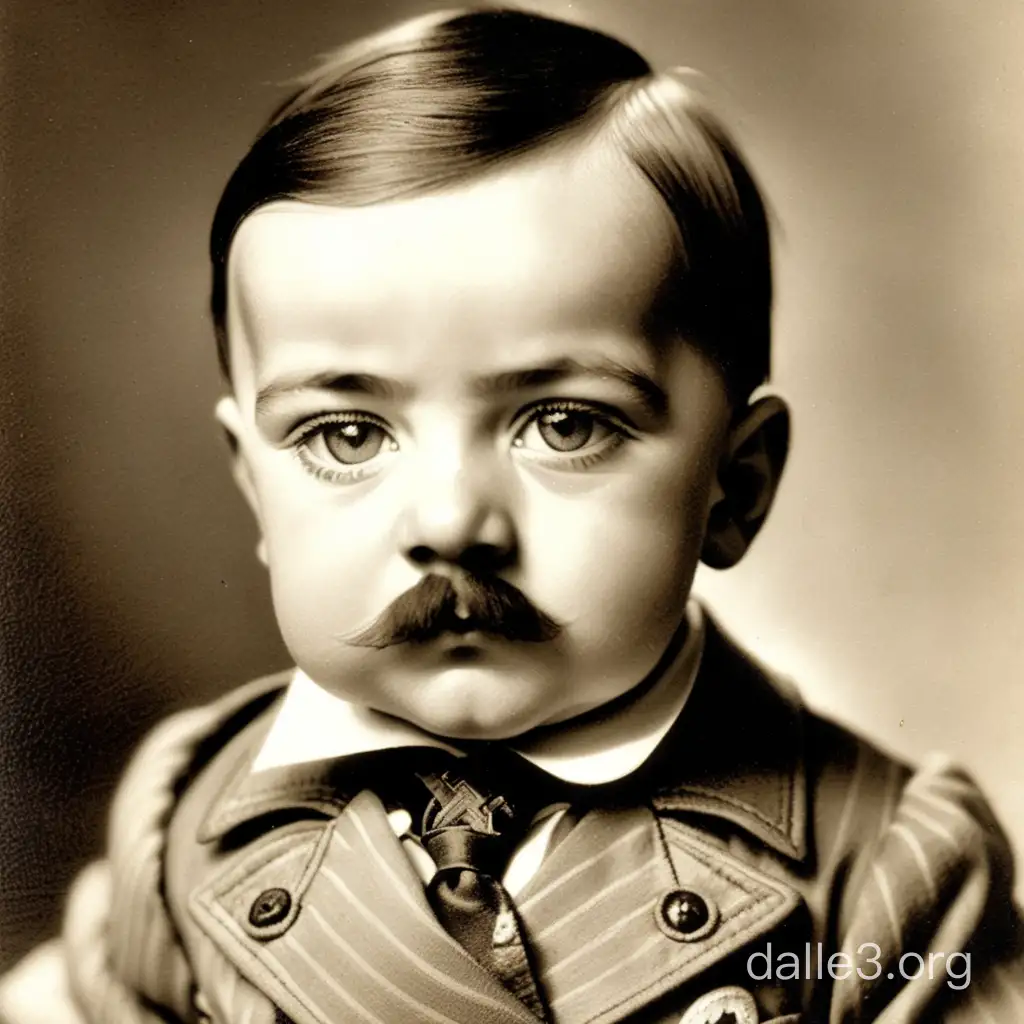 Adorable Baby with Iconic Mustache Portraying a Young Adolf Hitler ...