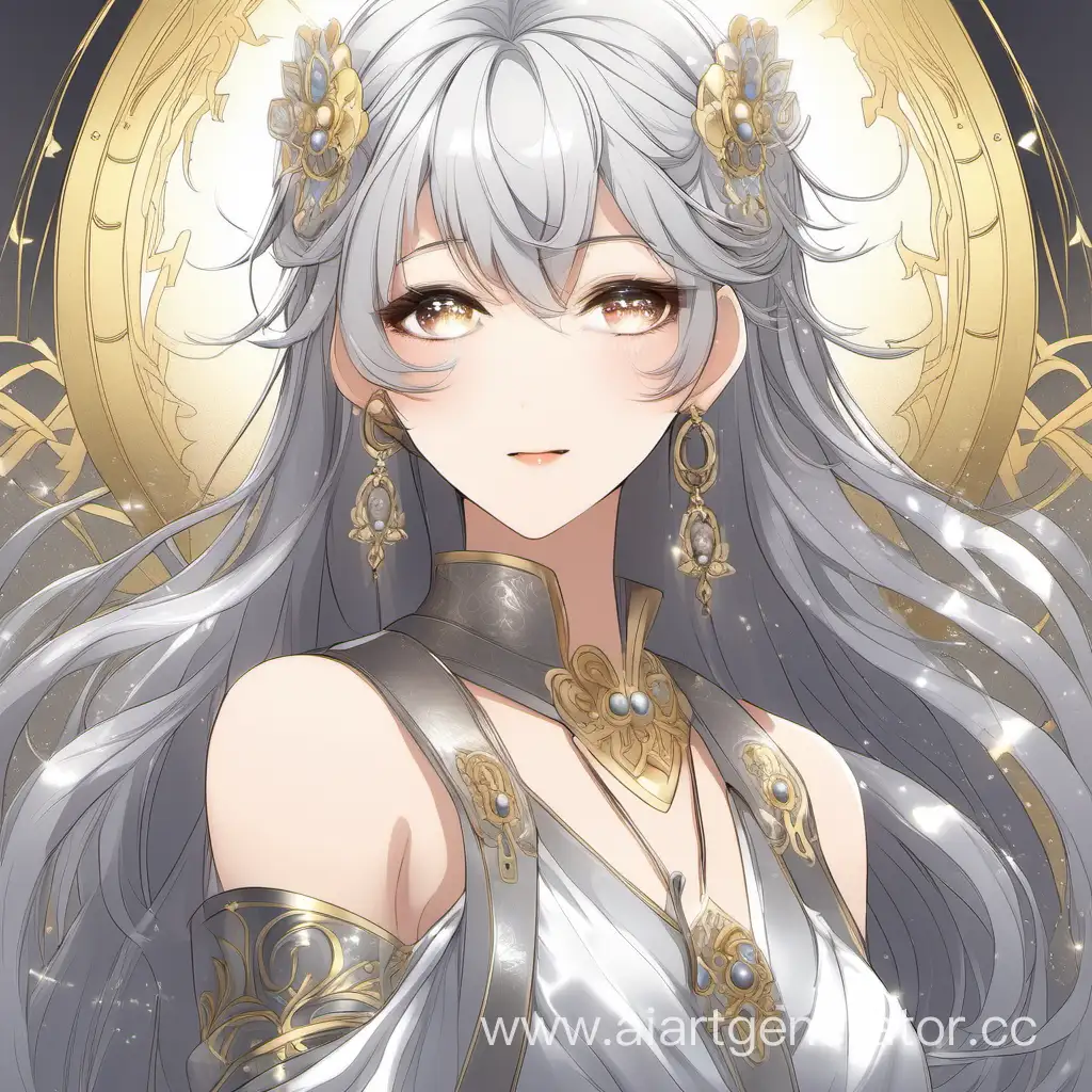 men idolize a goddess with gray hair
