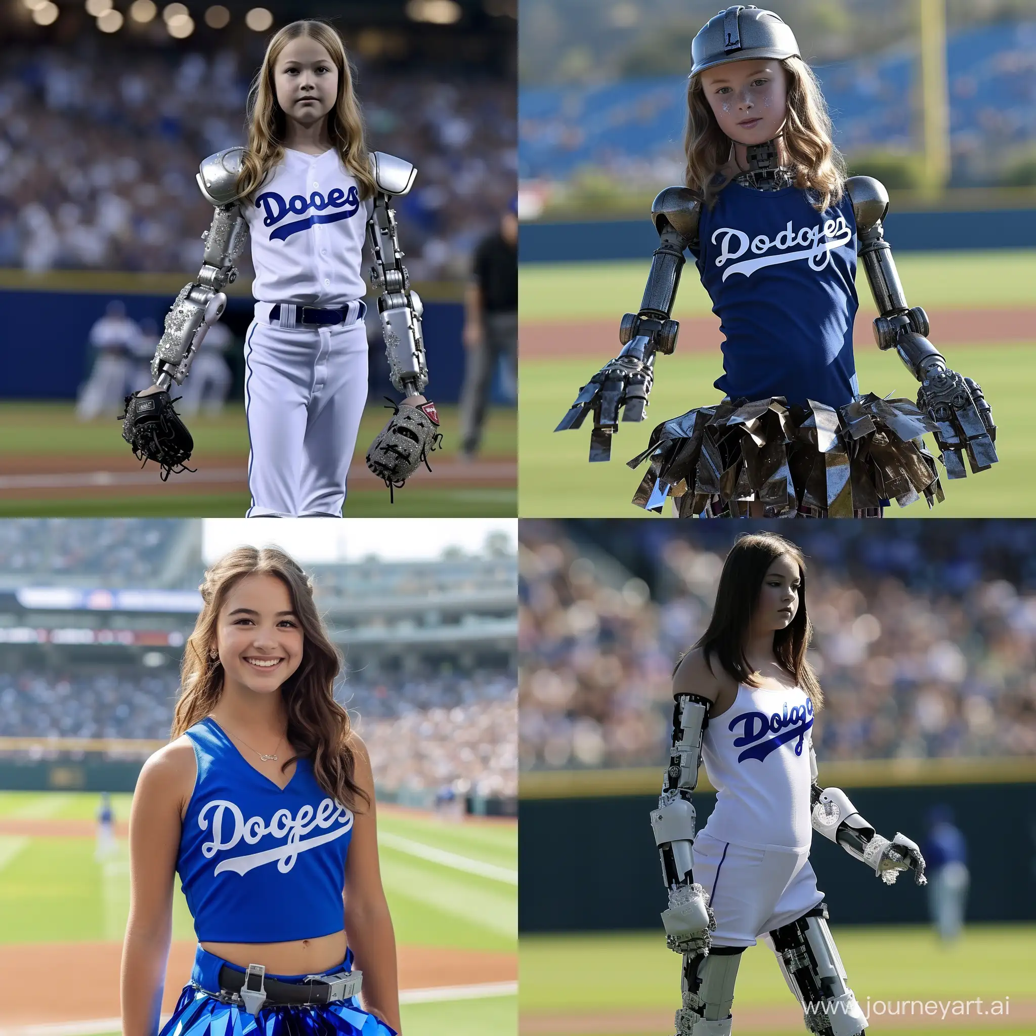 Los Angeles Dodgers 13-14 year old cheerleader, turns out to be a robot, malfunctioning