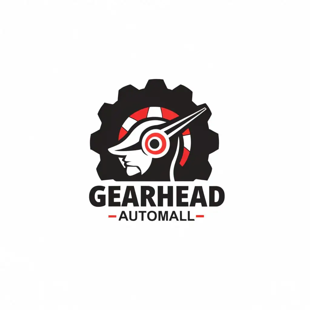 a logo design,with the text "Gearhead AutoMall", main symbol:GearHead with tachometer inside,Moderate,be used in Automotive industry,clear background